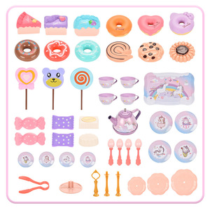 Ensemble de fête du thé pour filles, ensemble de cuisine d'imitation, jouet de cuisine de simulation avec desserts, biscuits, beignets et théière, cadeau de jeu de rôle de princesse - Product Image 3