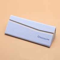 Étui à lunettes pliable minimaliste en forme de triangle, boîte à lunettes magnétique pliable, étui de protection pour lunettes de soleil en cuir PU texturé