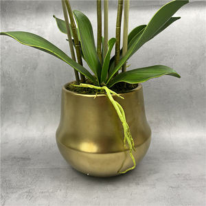 Pot de fleur orchidée dorée personnalisée, fleur artificielle orchidée en pot, tactile réel, fleur de décoration, pièces - Product Image 6