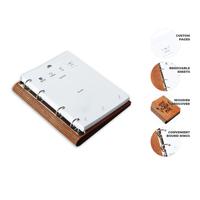 Personnalisé blanc écrire dans votre propre famille bois lin tissu tissu en bois livre de cuisine en bois cuisinier cahier recette livre classeur avec cartes