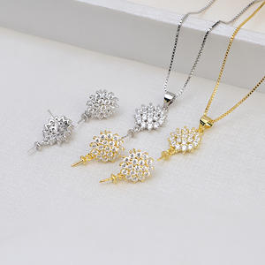 Juego de Joyería Femenina DIY con Colgante de Copo de Nieve de Plata S925, Pendientes de Perlas, Accesorios de Acero Semi-Acabados - Product Image 1