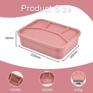 Heatproof Bpa Free Eco-Friendly Silicone Bento <b>Box</b> 4 <b>Compartment</b> Microwave Dishwasher Safe Leakproof Kids Adult <b>Lunch</b> Food - Product Image 3