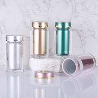Bouteille en plastique mate de 100 ml pour capsules de suppléments, impression personnalisée, bouteille à large ouverture pour gommes et vitamines, emballage pour produits de santé