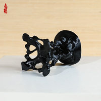 Support de fleurs en résine de style chinois moderne, base irrégulière, motif grain de bois, ornements en plastique imitation jade