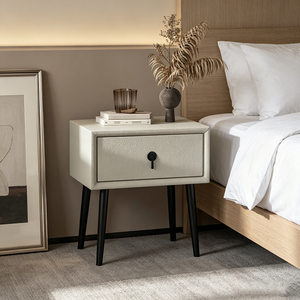 NKOL Modern Solid Wood Nightstand with <b>Single</b> Drawer Cream Design Bedroom Storage Furniture - Product Image 3