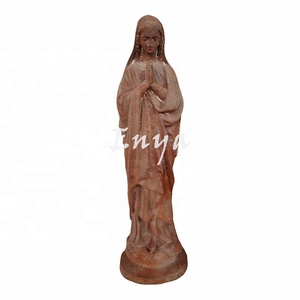 Estatua de la Virgen María de imitación antigua, artesanía religiosa católica de metal, venta al por mayor, hierro natural oxidado para jardín exterior, Virgen María - Product Image 4