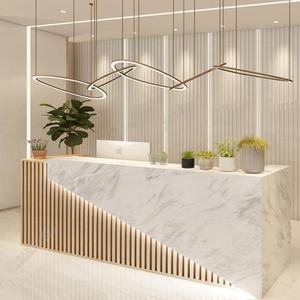 2025 Sober Custom Modern Wood Led <b>Salon</b> Gym Shop Cash Counter Hotel <b>Salon</b> Spa White <b>Reception</b> <b>Desk</b> for Sale - Product Image 3