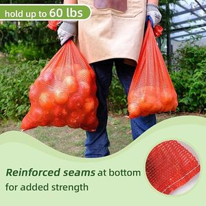 Huamaohengchun60 lbs Reusable Onion Sacks Vegetable Storage Bags Washable <b>Net</b> Bag 21” x 32” for Onion Potato Firewood Crawfish - Product Image 6