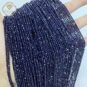 MingJiang 2 mm perline di pietra rotonda sfaccettata sabbia blu all'ingrosso perline di pietra naturale sfuse - Product Image 4