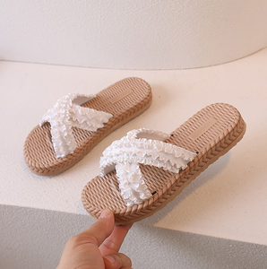 Sandales pour filles, sandales à semelle souple, à porter à l'extérieur, à bout ouvert, sandales plates tendance pour enfants - Product Image 3