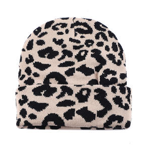 Chapeau en tricot chaud d'automne et d'hiver à imprimé léopard et <span class=keywords><strong>vache</strong></span>, bonnet coupe-vent d'extérieur, bonnet épais jaune <span class=keywords><strong>orange</strong></span> camouflage, bonnet chaud - Product Image 3
