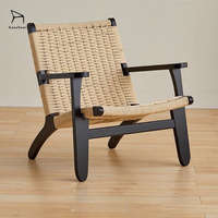 Chaise de salon de style japonais en gros avec corde tressée et structure en bois massif pour la maison