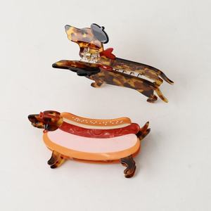 Pinces à cheveux en acétate Qianjin en forme de <span class=keywords><strong>teckel</strong></span> et de hot-dog - Lot de pinces à cheveux amusantes en forme de chien-saucisse en acétate - Product Image 3