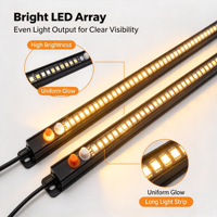 Barre lumineuse LED dimmable 12V pour camping, double couleur ambre + blanc/rouge + blanc, éclairage portable tout-en-un pour camping-car, tente, voiture