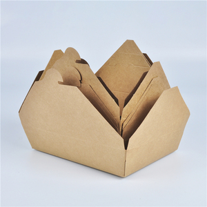 Paper Take Away Box Custom Logo Printing Disposable Kraft Paper Take Away Food Packaging Lunch Box