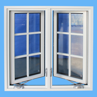 Ventana abatible con manivela de EE. UU., uso de Villa de casa, marco de rotura térmica, diseño de parrilla, estilo colonial, ventana colgante lateral abatible con flynet