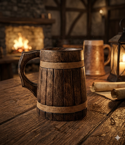 Mug en bois artisanal avec design en corde, mug rustique pour bière et café, style viking vintage, cadeau pour les amateurs de boissons - Product Image 3