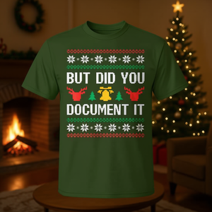 Camiseta de Navidad con la frase 'But Did You Document It', Unisex para Adultos, Manga Corta, Cuello Redondo, Impresión Digital, Camiseta Promocional para las Fiestas - Product Image 3