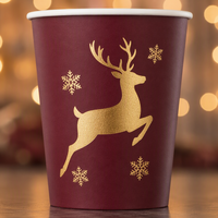 Gobelet en papier simple paroi pour Noël, imprimé personnalisé, motif houx et mistletoe, en papier kraft léger, jetable, 8oz, pour eggnog, fournisseur en gros