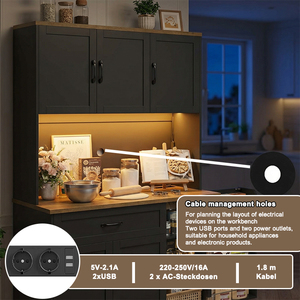 Meuble <span class=keywords><strong>de</strong></span> rangement <span class=keywords><strong>de</strong></span> cuisine, buffet, armoire <span class=keywords><strong>de</strong></span> rangement, meuble <span class=keywords><strong>de</strong></span> cuisine avec multiprise, éclairage <span class=keywords><strong>LED</strong></span> et étagère à épices - Product Image 2