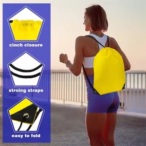 Free Design Printed Logo Promotional Lightweight Sport Gym Custom Drawstring <b>Backpack</b> Waterproof Polyester Rope Handle Shoulder - Product Image 3