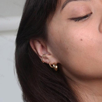 Anting Hoop Perak Sterling 925 Berlapis Emas Model Tali Terpuntir