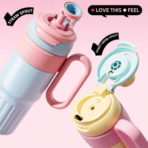 Double Wall Stainless Steel Tumbler Vacuum Insulated Travel Cup with Straw Large Capacity Cold <b>Hot</b> <b>Drink</b> Mug - Product Image 2