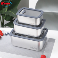 Boîte à bento rectangulaire en acier inoxydable 304, étanche, personnalisable en gros, avec couvercle en verre, pour le stockage dans la cuisine