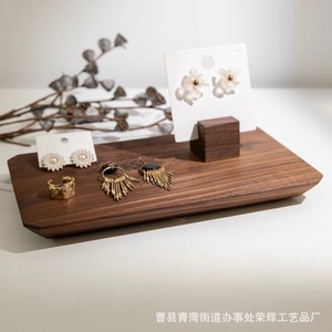 Octagonal Jewelry Storage Tray Walnut Wood Desktop Display Rack For <b>Necklace</b> Earring Organization - Product Image 3