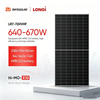 Meilleur prix pour les panneaux solaires Longi Hi-MO X10 640W-670W bifaciaux de type N Topcon, haute efficacité pour les projets de structures d'ombrage pour abris de voiture