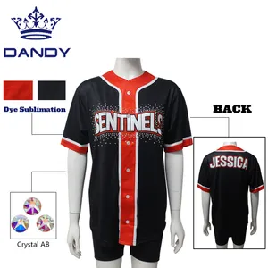 Jersey de béisbol de alta calidad para porristas 100% poliéster sublimado personalizado niñas animar jerseys de béisbol jerseys de animadora