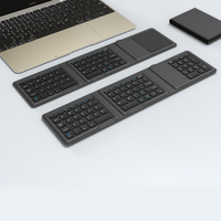 Clavier sans fil pliable avec pavé tactile, rechargeable USB-C, en ABS et cuir PU, ultra-plat et portable pour iPhone, iPad, ordinateur portable