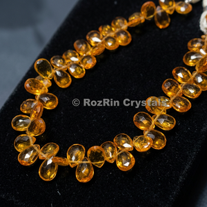 Perles ovales facettées en forme de briolette, style bouddhiste, faites à la main, en quartz citrine poli, objets culturels de collection, souvenirs - Product Image 3