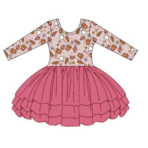 Vestido de Tul Rosa de Lujo Nuevo de Fábrica ODM Personalizado de Qingli, Vestidos de Fiesta para Niñas con Cuello en Forma de O, Vestidos de Otoño para San Valentín - Product Image 1