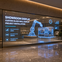 Écran LED transparent haute transparence pour vitrine de salle d'exposition d'entreprise, mur en verre, affichage LED sur verre
