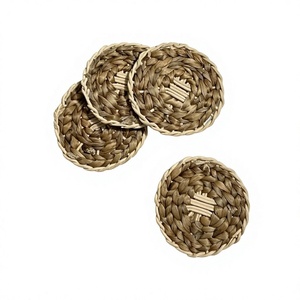 Sous-verres de tasses à thé en herbe de mer bio Design élégant Décoration de table Tapis de dessous de verre en osier Forme ronde Sous-verres de canne pour boissons - Product Image 1