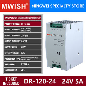 Hafif ve taşınabilir Mwish <span class=keywords><strong>Dr</strong></span>-120-24 120W 24V 5A rüzgar elektrikli ekipmanlar Din ray Switching anahtarlama güç kaynağı - Product Image 6