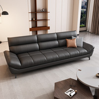 Sofá de cuero moderno de alta calidad superventas, sofá de esquina sencillo para sala de estar, sofá seccional negro de cuero de lujo italiano
