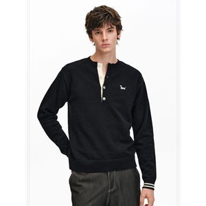 سترة محبوكة من قطعتين بياقة هنري من البوليستر، مطرزة بتصميم جرو، بتصميم ملون على طراز أولد موني، مناسبة للشتاء وقابلة للتنفس - Product Image 3