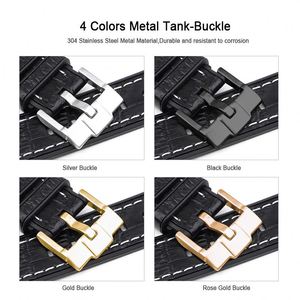 Bracelet de luxe en caoutchouc 20 mm 22 mm, bracelet en cuir, bracelet en silicone liquide à extrémités courbées et surpiqûres - Product Image 4