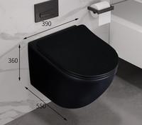Système de toilettes suspendues au mur, montage au sol, chasse d'eau cyclonique noire, télécommande, siège chauffant, design moderne