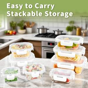 Boîte alimentaire en verre alimentaire de qualité supérieure, en verre borosilicate, avec couvercle, micro-ondable, chauffable, simple couche, pour la conservation des aliments - Product Image 5