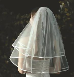 Velo de novia de muselina de estilo corto, cabeza envuelta, cubierta, <span class=keywords><strong>Mantilla</strong></span>, Iglesia, velo de oración católica - Product Image 3