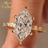 Bague de fiançailles en or 10k 14k avec diamant de laboratoire taille marquise néerlandaise, gravée vintage, style filigrane Art Déco, pour anniversaire