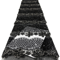 Tissu brodé de paillettes et de perles pour robe de mariée, tissu en dentelle