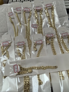 Set di Gioielli con Catena Cubana Monaco Impermeabile in Oro 14k, 6mm 8mm 10mm, Gioielli Miami 6mm Monaco con Chiusura a S, Gioielli per Donna e Uomo in Oro 14k - Product Image 4