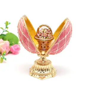 SHINNYGIFTS रॉयल तामचीनी गहने बॉक्स के साथ रूसी अंडा शैली macaron trinket बॉक्स फूल अंगूठी धारक