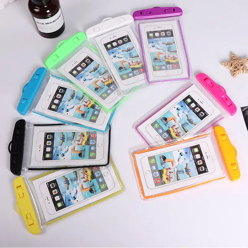 Multicolor luminous Swimming Diving Waterproof Mobile Phone Case Bag With Lanyard