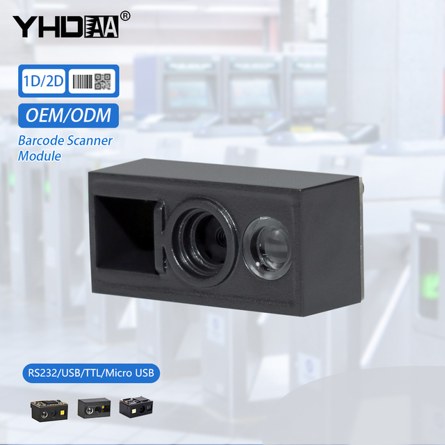 Embedded Barcode Scanner for Factory Assembly Line, Ticket Machine, Kiosk, Mini Size Read Screen Codes USB/TTL/RS232