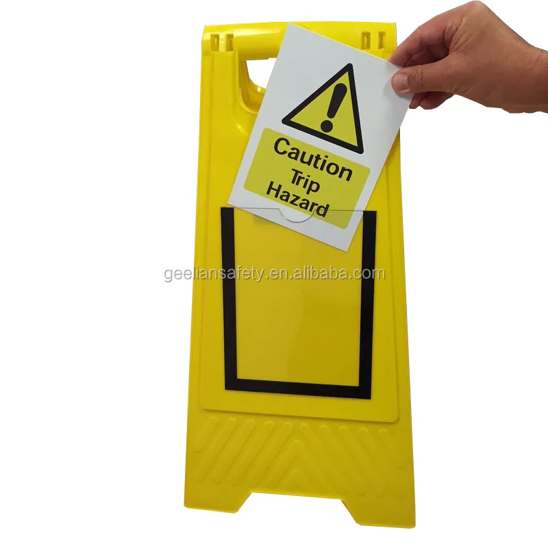 Custom slogan plastic triangle CAUTION WET FLOOR security warning sign in hotels /school